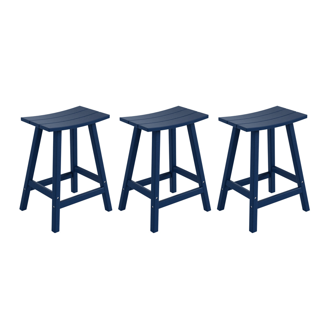 Malibu 24" HDPE Outdoor Patio Counter Height Bar Stools (Set of 3)