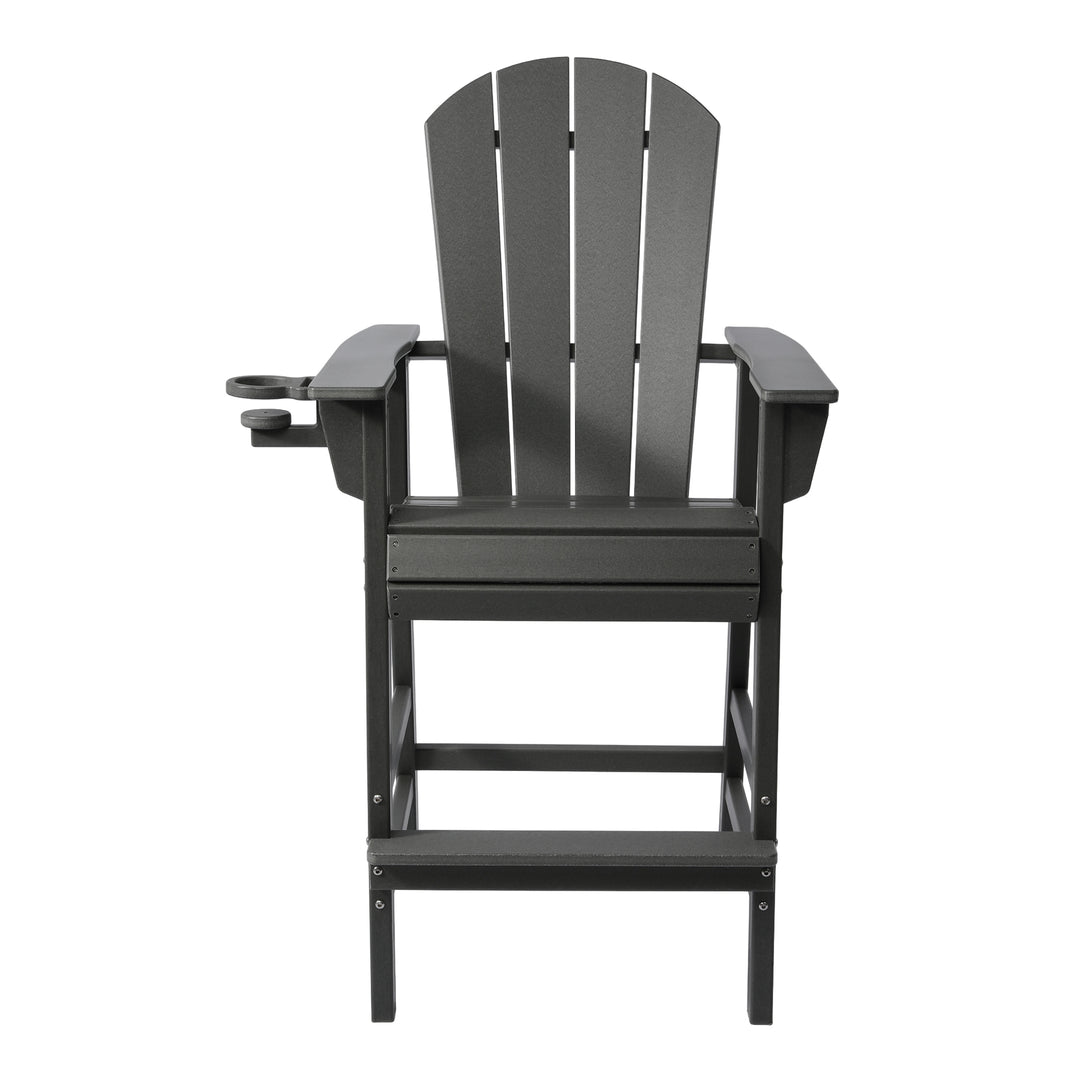 Malibu Outdoor HDPE Tall Adirondack Bar Height Chair With Cup Holder
