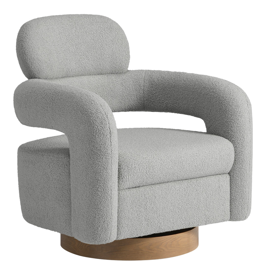 Alexandria Mid-Century Modern Sherpa Swivel Barrel Accent Chair (Set of 2)