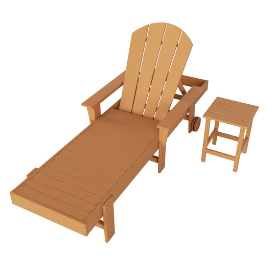 Malibu 2 Piece Adirondack Poly Reclining Chaise Lounge With Arms & Wheels