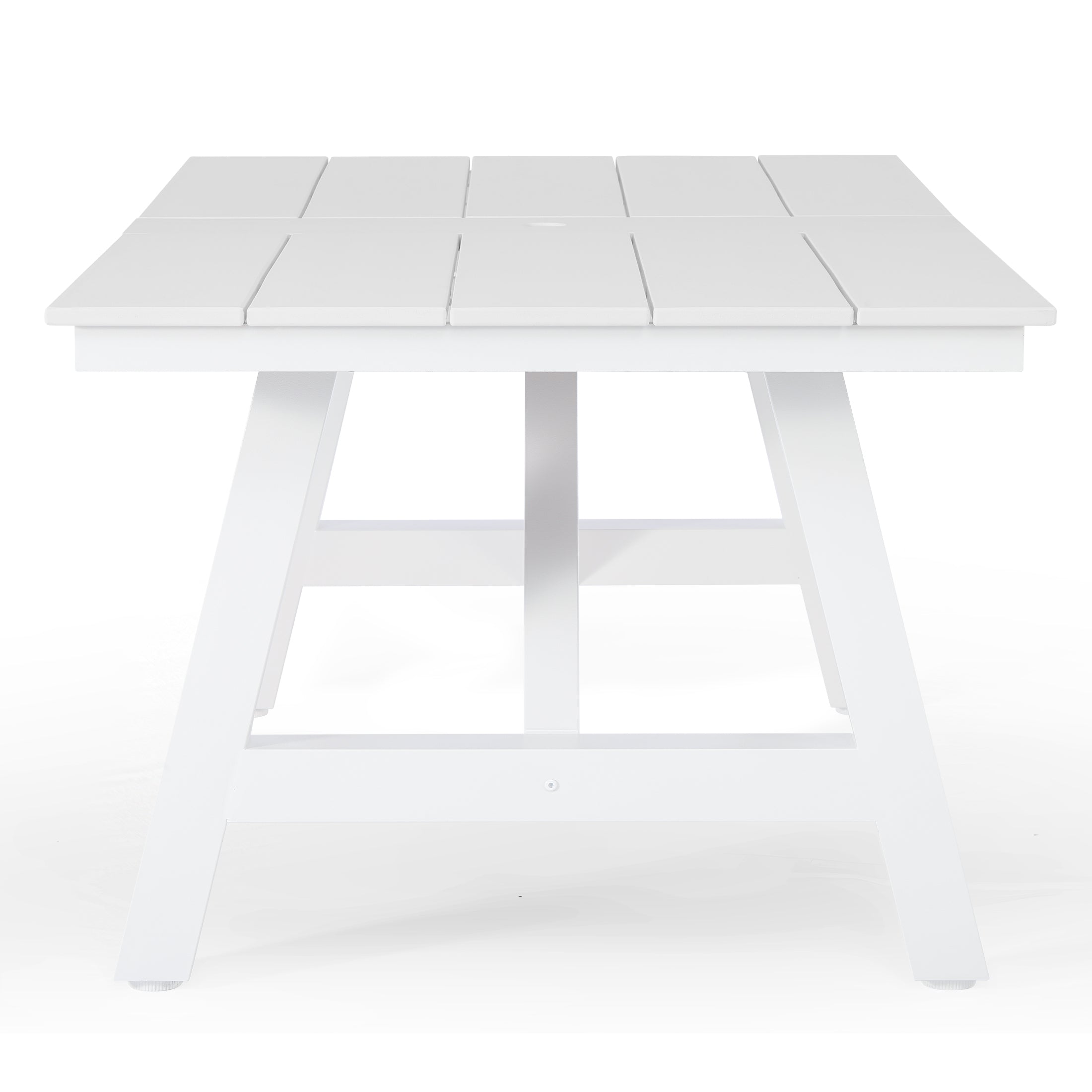Cape May 72" HDPE Rectangle Outdoor Patio Dining Table With Umbrella Hole and Metal Frame