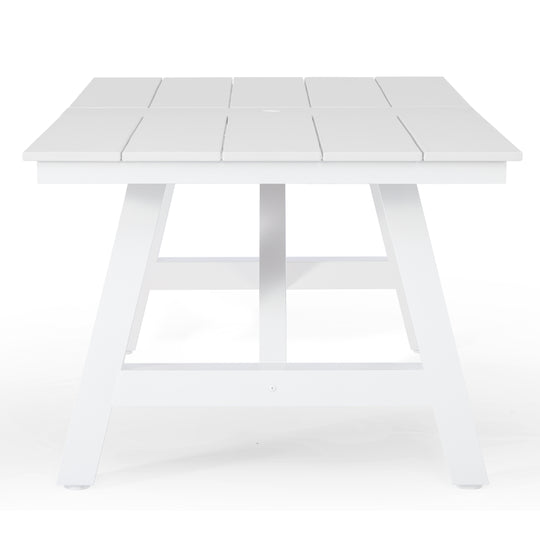 Cape May 72" HDPE Rectangle Outdoor Patio Dining Table With Umbrella Hole and Metal Frame