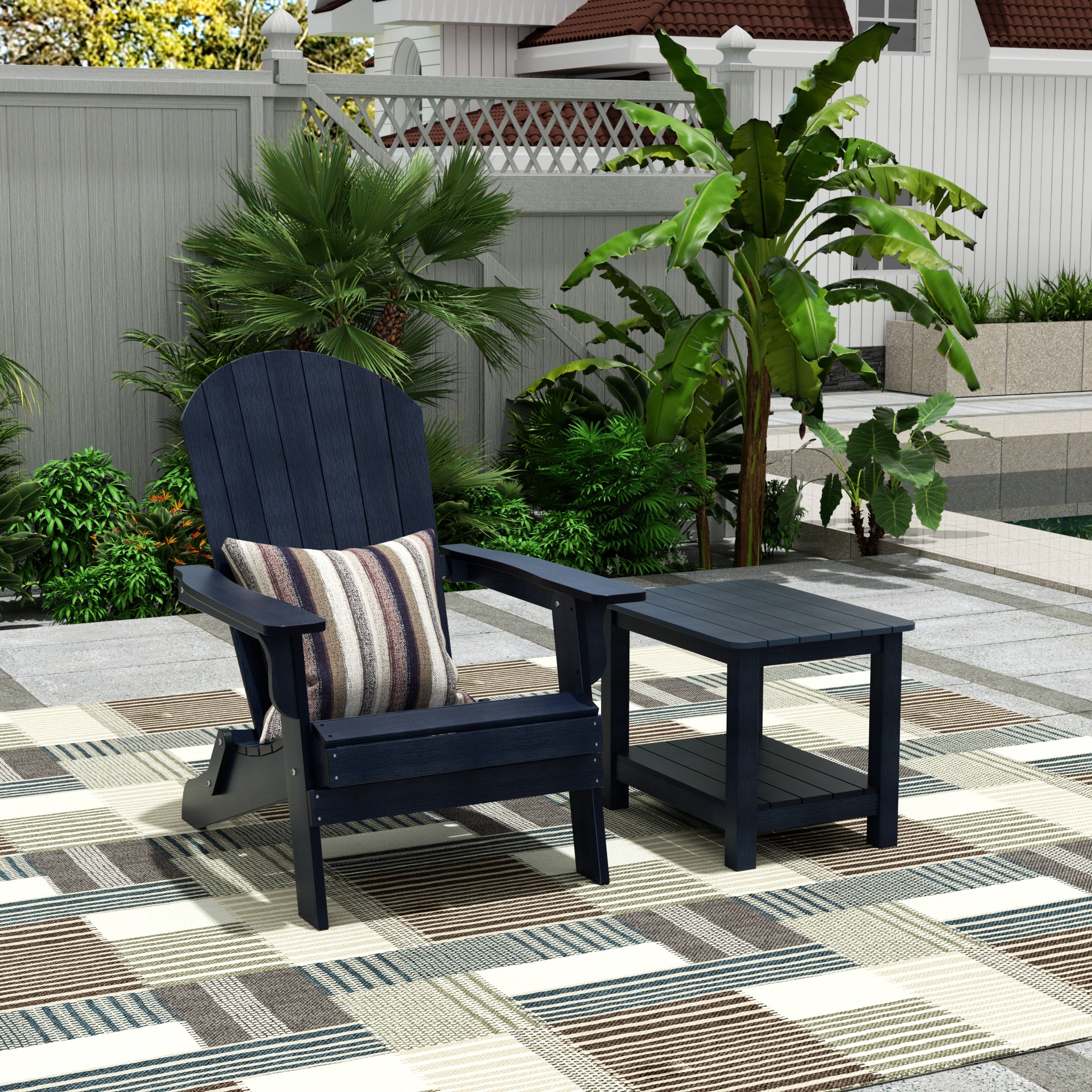 Tuscany HIPS Outdoor Folding Adirondack Seashell Chair With Side Table