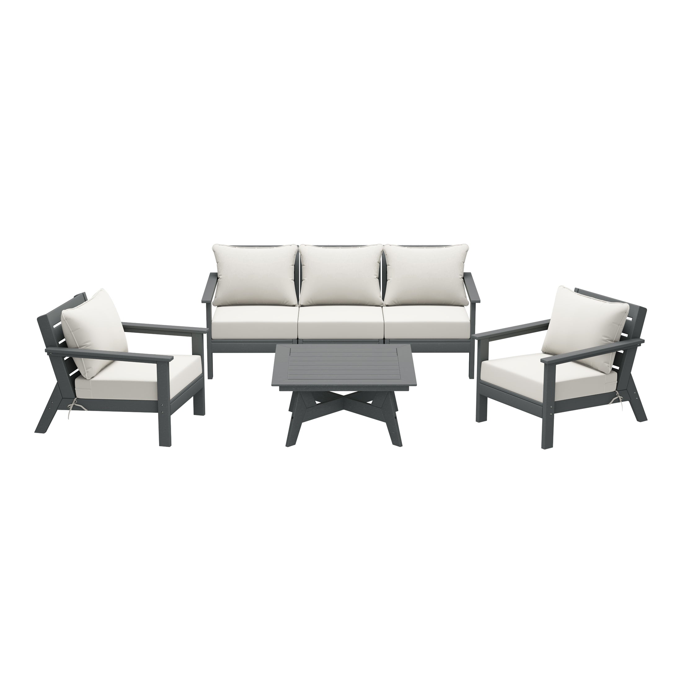 Avalon Outdoor 6-Piece Modular Sectional Patio Furniture Sofa Set in Gray Frame
