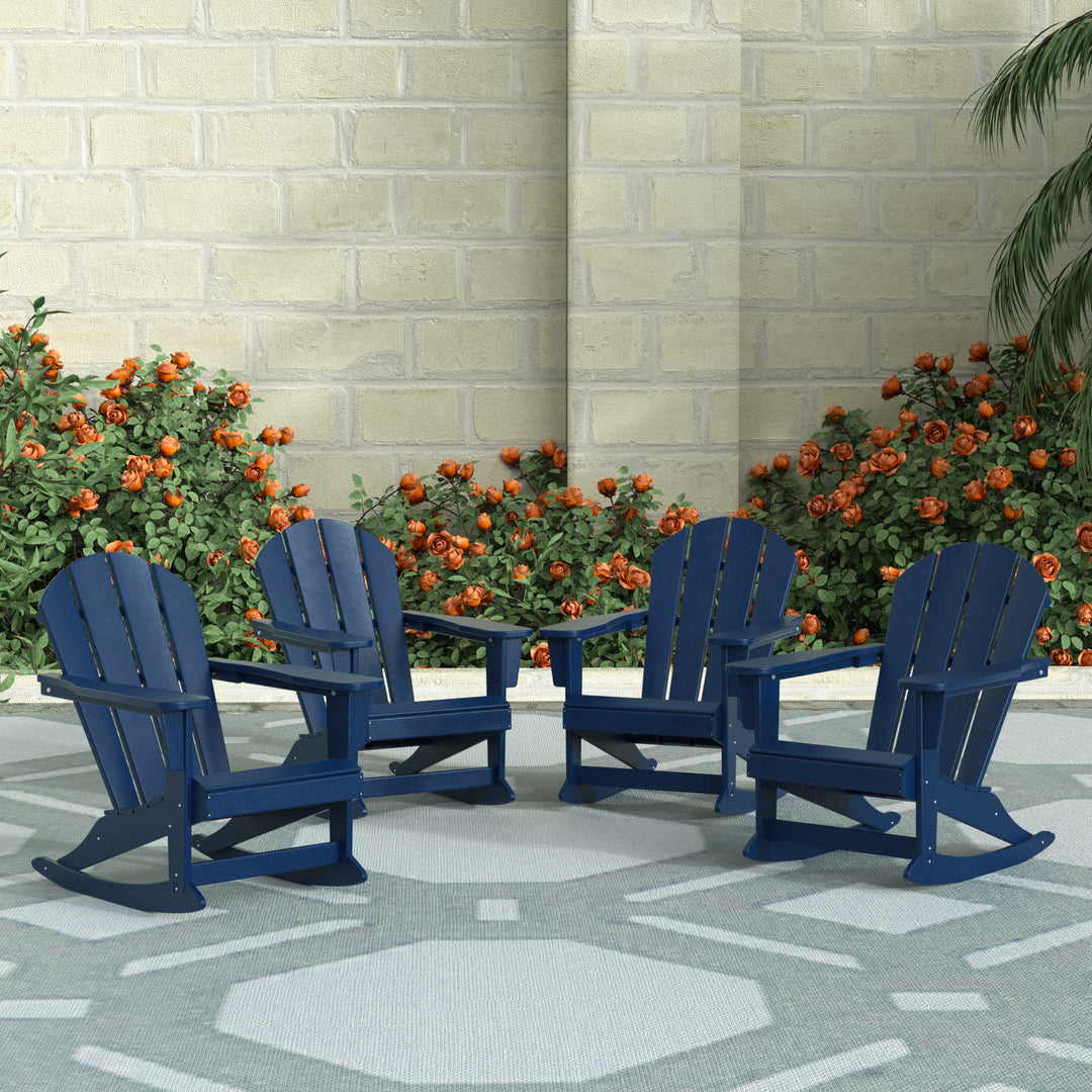 Malibu Outdoor Patio Porch Rocking Adirondack Chair (Set of 4)