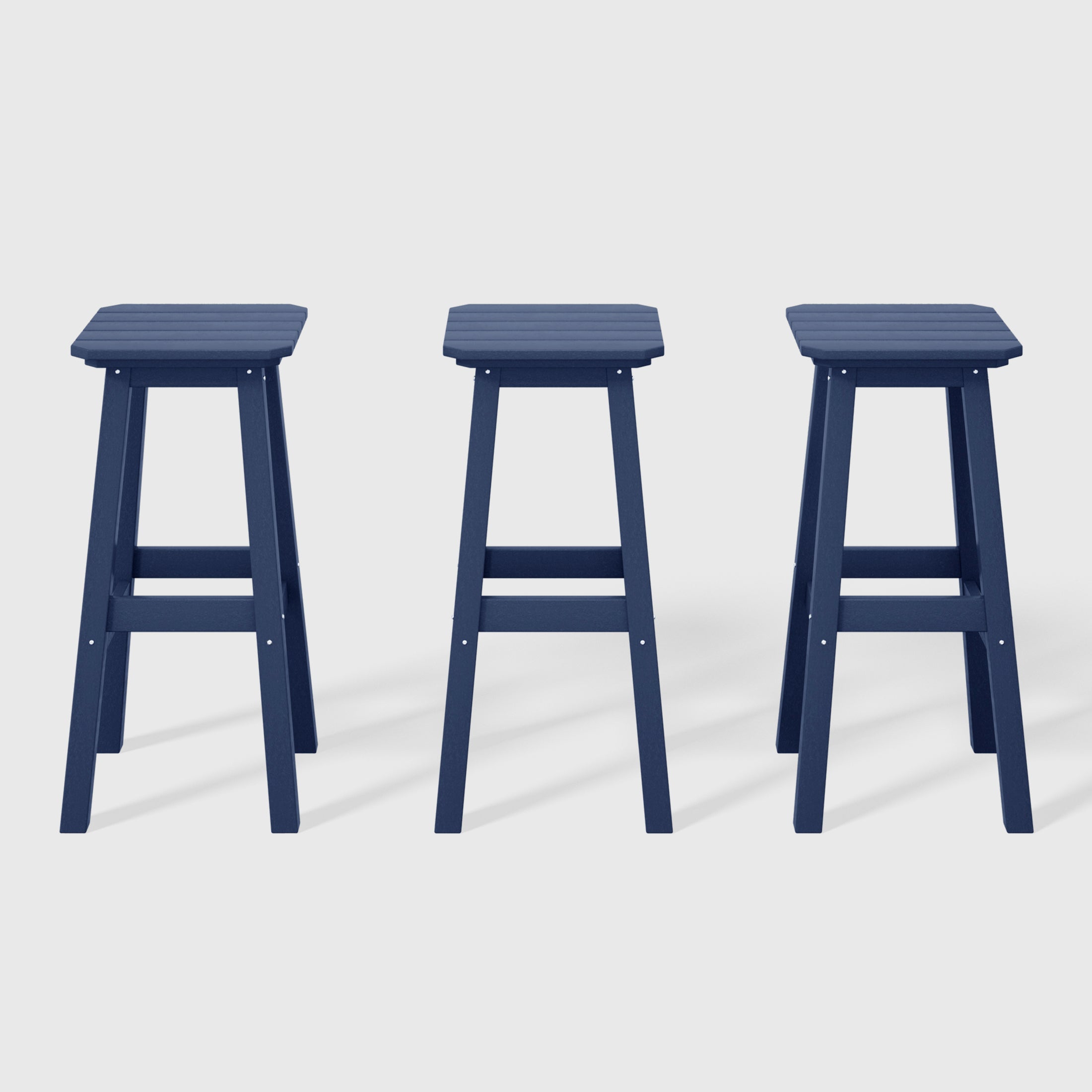 Malibu 29" HDPE Outdoor Patio Square Bar Stools (Set of 3)