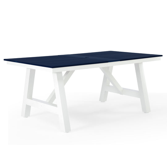 Cape May 72" HDPE Rectangle Outdoor Patio Dining Table With Umbrella Hole and Metal Frame