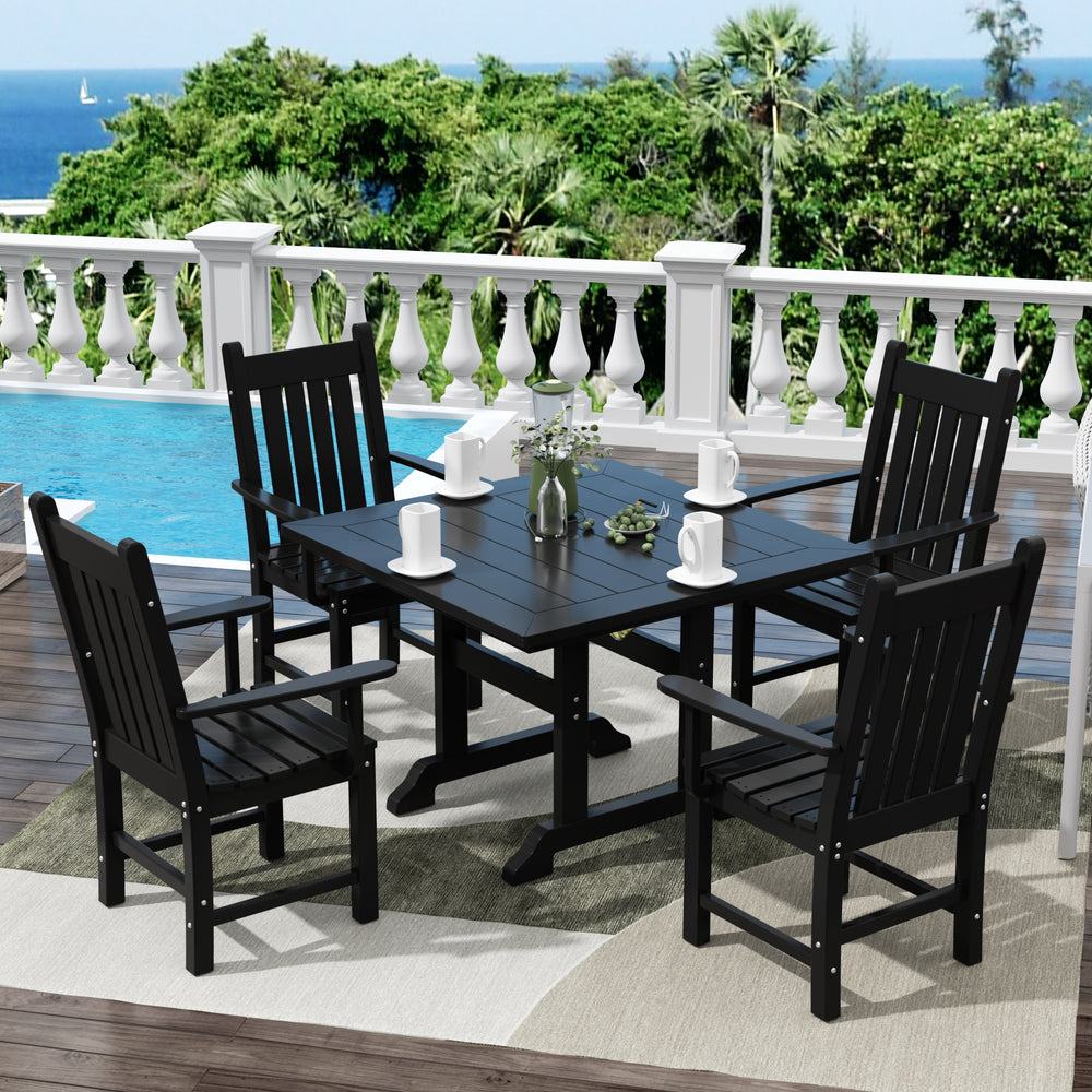 Malibu 5 Piece Outdoor Patio Dining Set Outdoor Square Table and Armchair Set