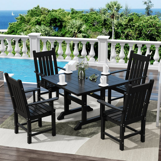 Malibu 5 Piece Outdoor Patio Dining Set Outdoor Square Table and Armchair Set