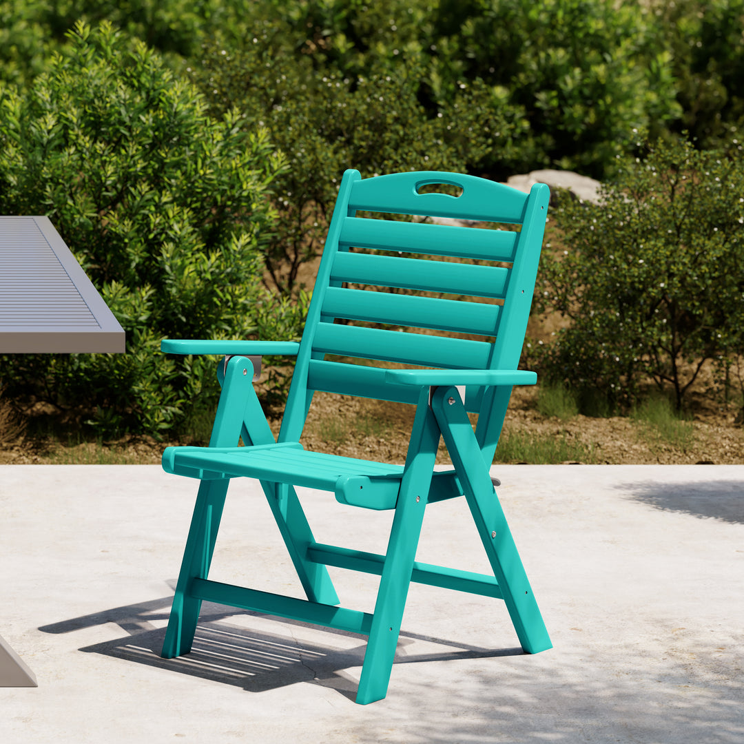 Malibu HDPE Adjustable Highback Folding Patio Dining Chair