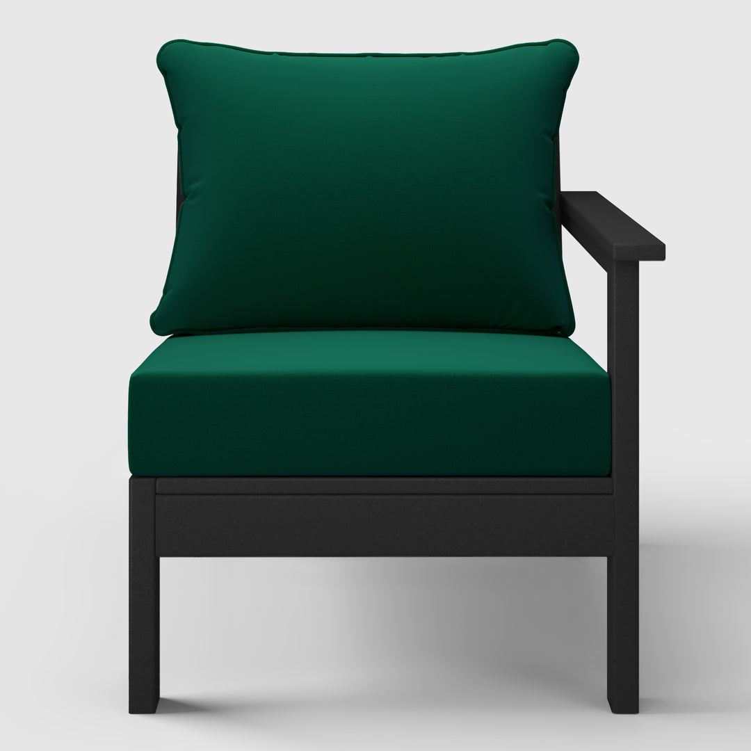 Avalon Outdoor Patio HDPE Right Arm Sectional Corner Club Chair with Patio Cushions