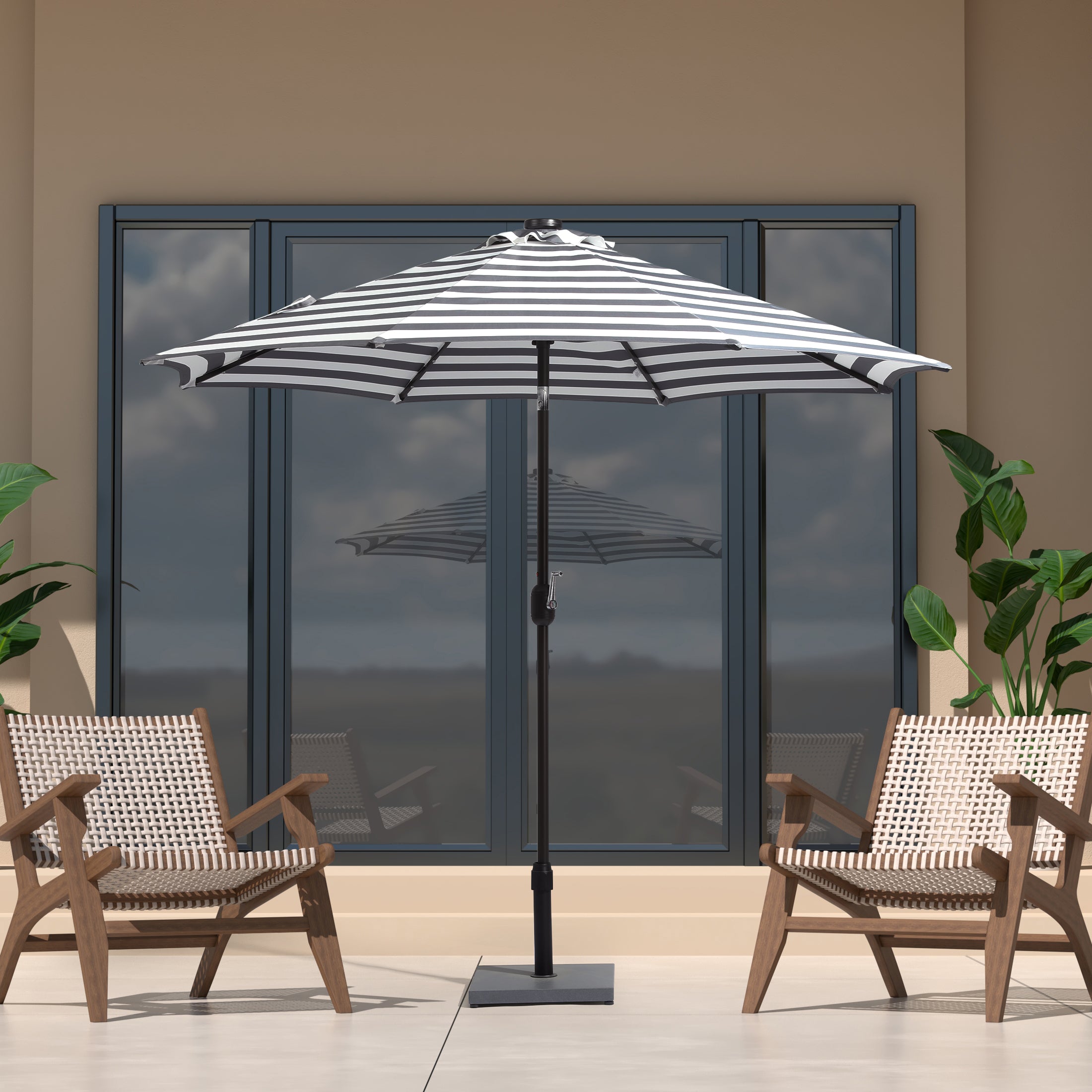 WestinTrends 9 ft. Patio Solar Power LED lights Market Umbrella
