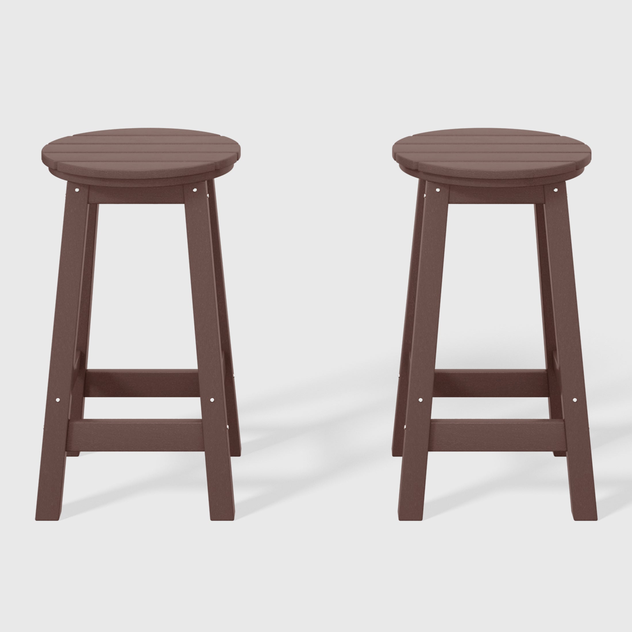 Malibu 24" HDPE Outdoor Patio Round Counter Height Bar Stool Set of 2