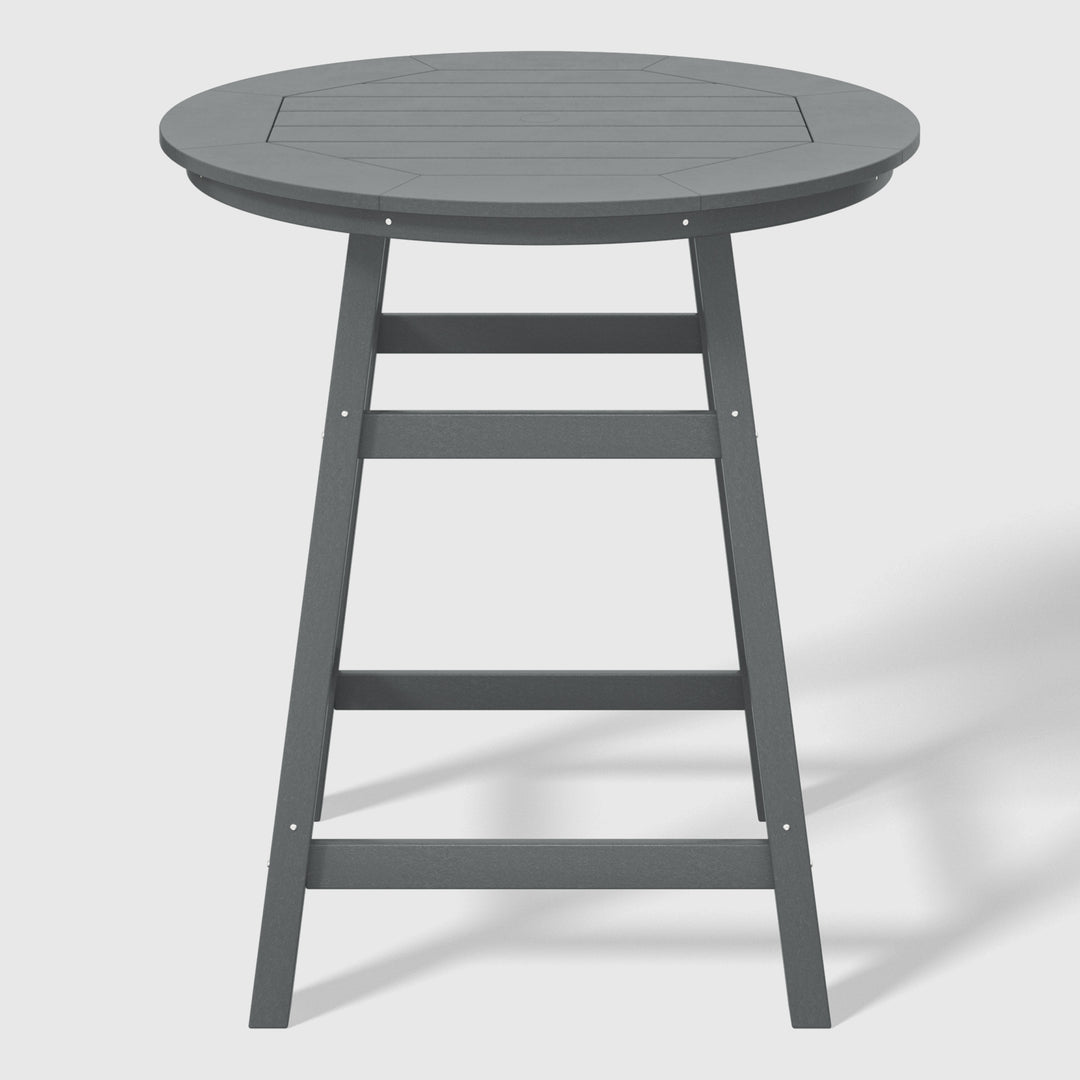 Malibu 5-Piece HDPE Outdoor Patio Dining Bar Bistro Table Set with Counter High Round Bar Stools