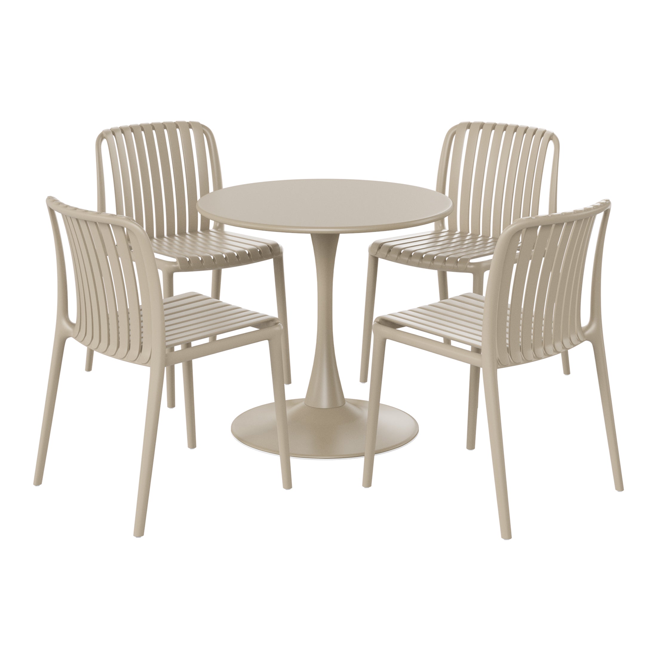 Playa 5-Piece Outdoor Metal Dining Table Set And Stackable Resin Patio Chairs