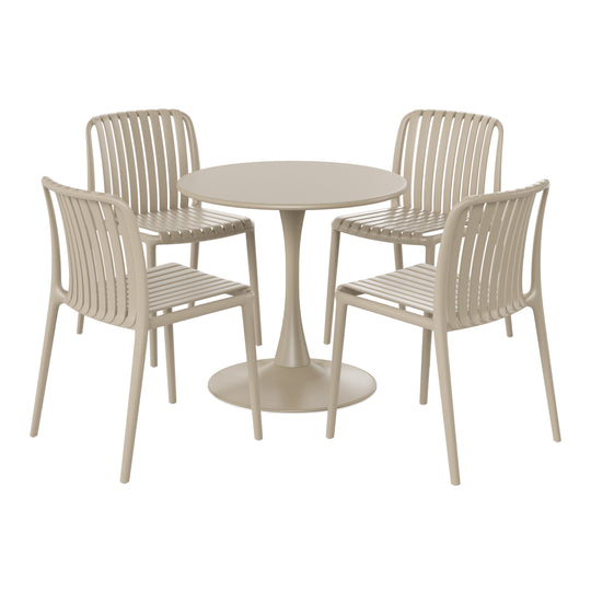 Playa 5-Piece Outdoor Metal Dining Table Set And Stackable Resin Patio Chairs