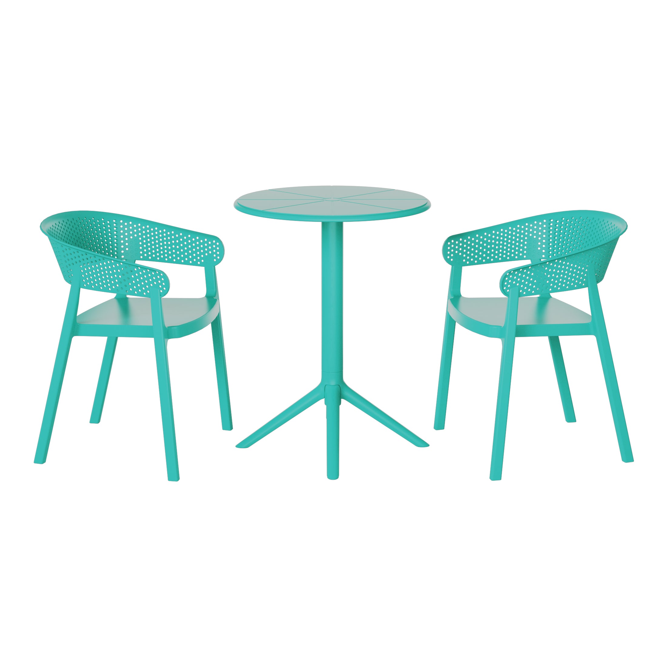 Playa 3-Piece Outdoor Resin Patio Bistro Table Set with Stackable Patio Dining Side Chairs