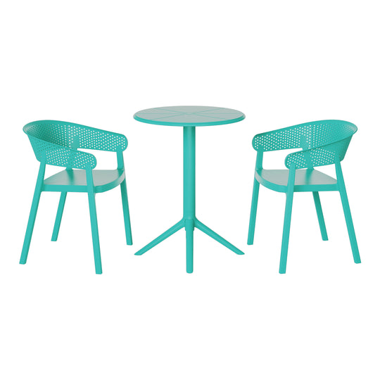 Playa 3-Piece Outdoor Resin Patio Bistro Table Set with Stackable Patio Dining Side Chairs