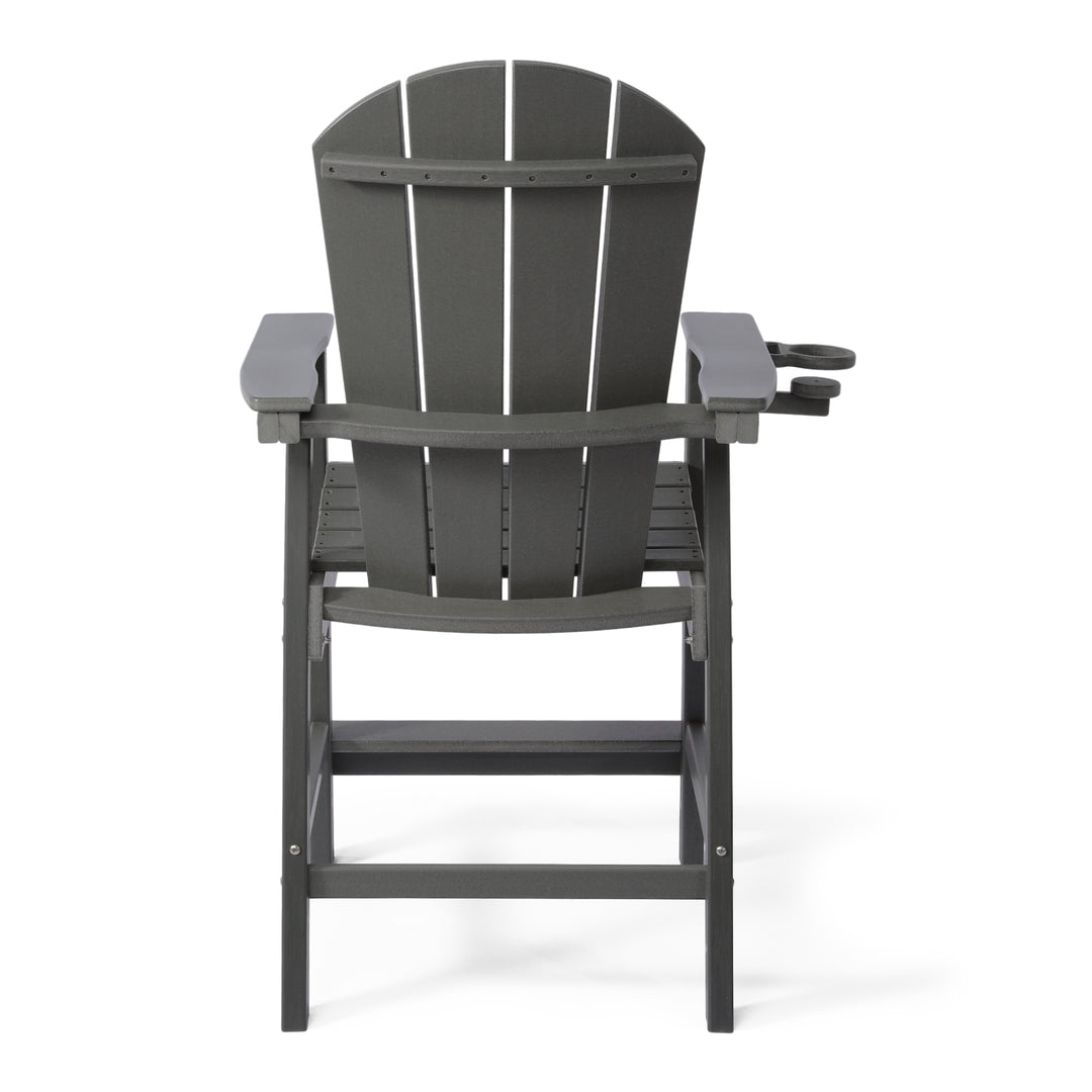 Malibu Outdoor HDPE  Tall Adirondack Counter Height Bar Chair With Cup Holder