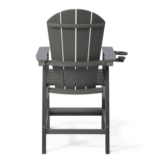 Malibu Outdoor HDPE  Tall Adirondack Counter Height Bar Chair With Cup Holder