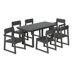Paloma 7-Piece Modern HDPE Outdoor Patio Dining Table Set With Umbrella Hole