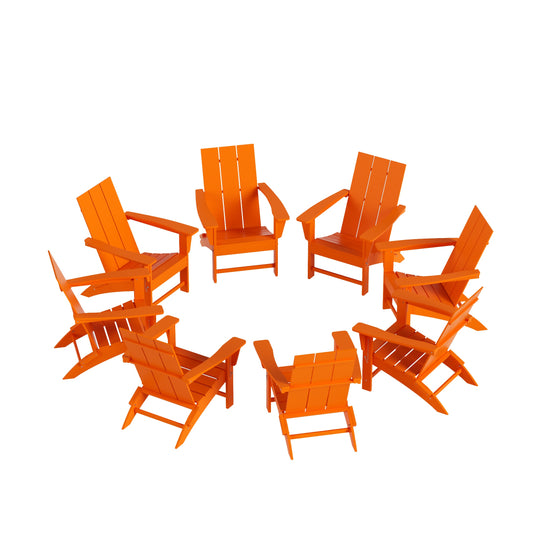 Ashore 8-Piece Modern Poly Folding Adirondack Chair Set