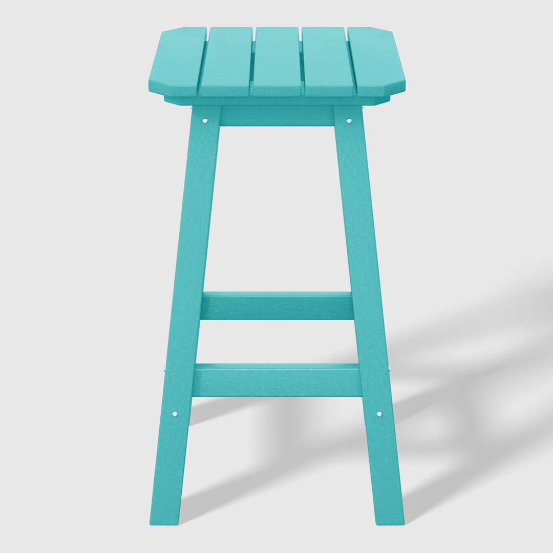 Malibu 24" HDPE Outdoor Patio Counter High Backless Square Bar Stool
