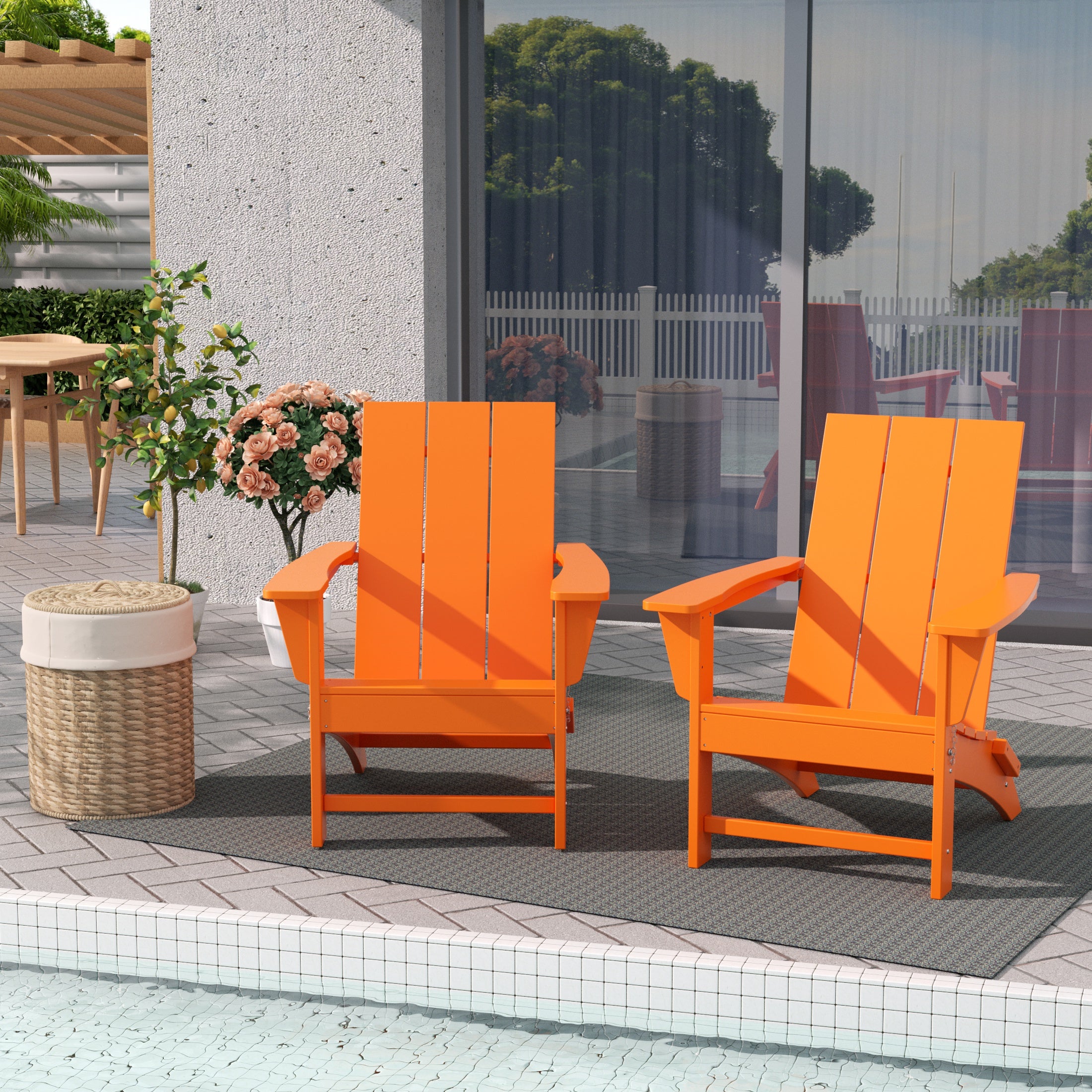 Ashore Modern Outdoor Folding Adirondack Chair (Set of 2