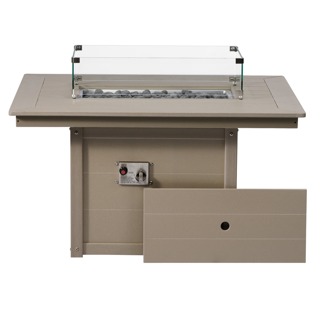 Helios 46" Modern Outdoor 55,000 BTU Patio Gas Propane Rectangle Deck Fire Pit Table