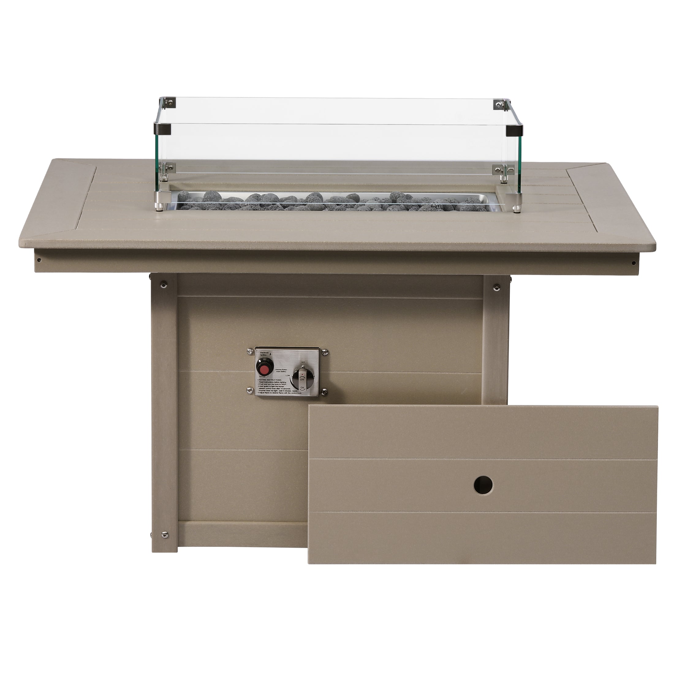 Helios 46" Modern Outdoor 55,000 BTU Patio Gas Propane Rectangle Deck Fire Pit Table