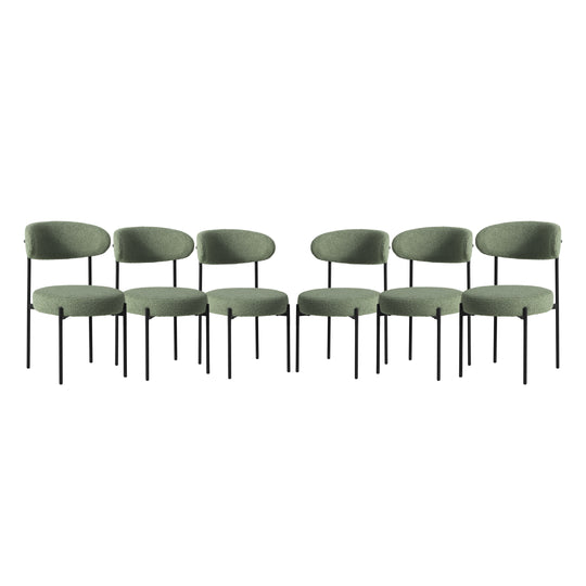 Alexandria Mid-Century Modern Upholstered Sherpa Round Dining Chairs (Set of 6)