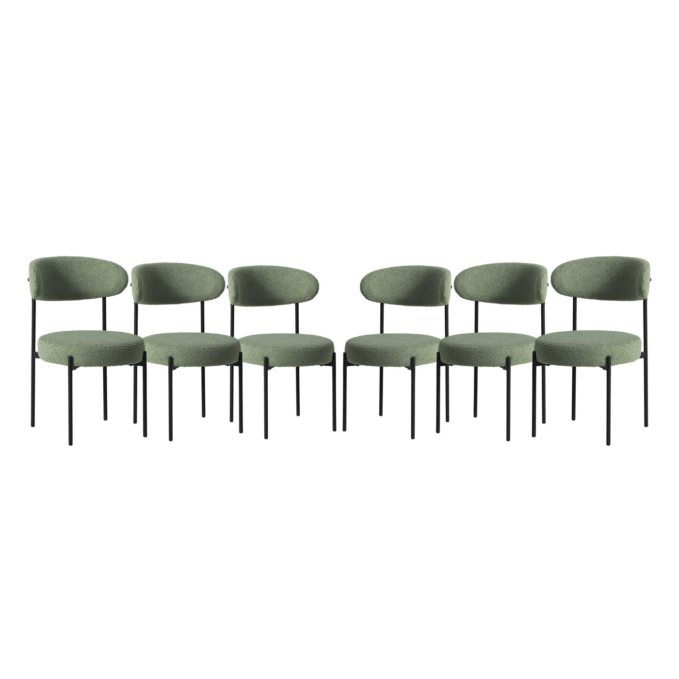 Alexandria Mid-Century Modern Upholstered Sherpa Round Dining Chairs (Set of 6)