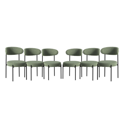 Alexandria Mid-Century Modern Upholstered Sherpa Round Dining Chairs (Set of 6)