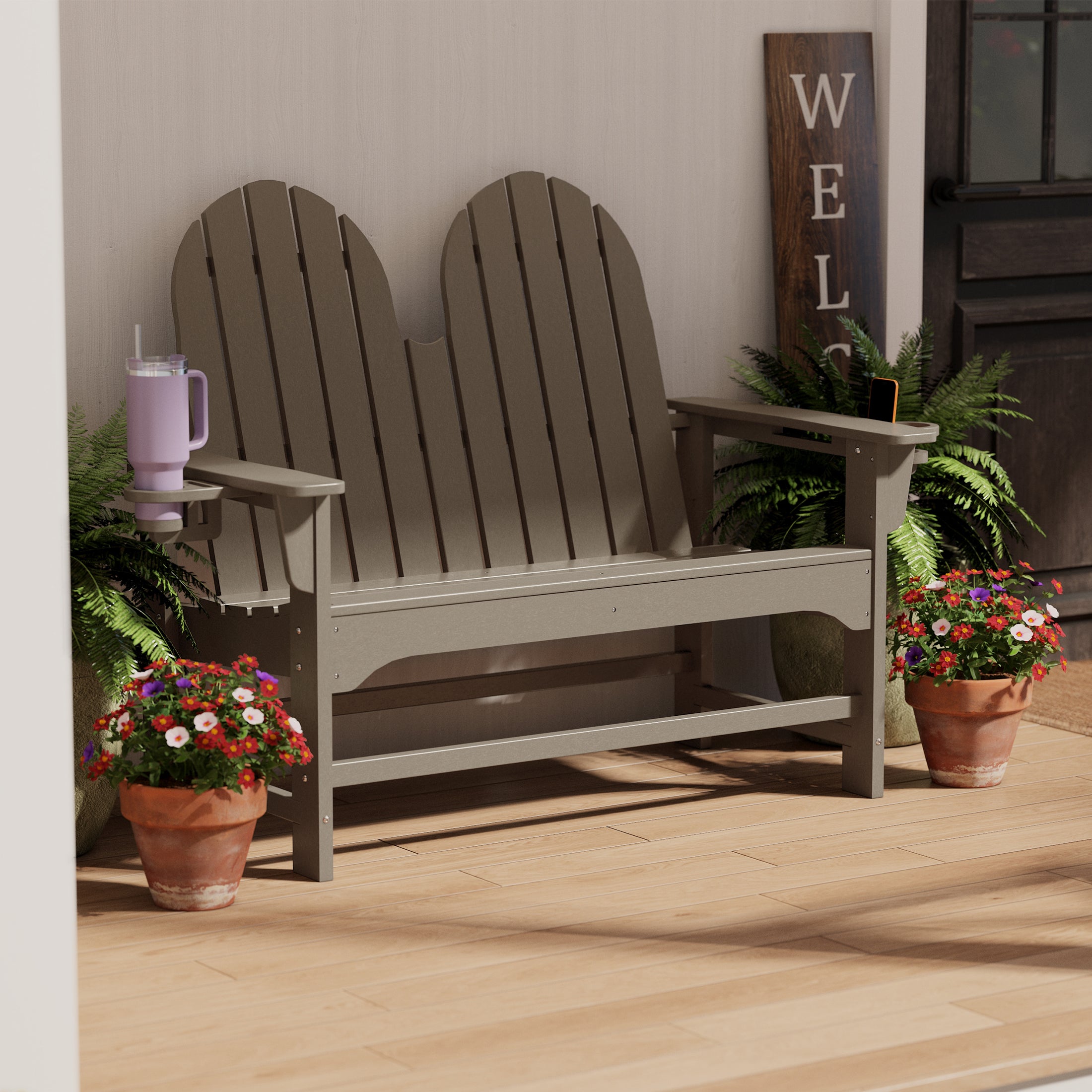 St. Augustine Outdoor Patio 49" HDPE Adirondack Garden Bench