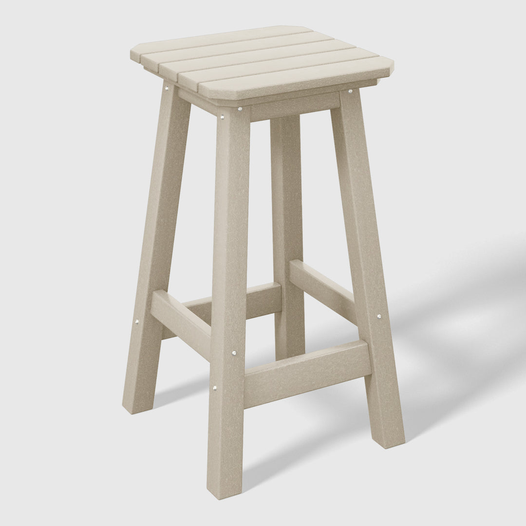 Malibu 24" HDPE Outdoor Patio Counter High Backless Square Bar Stools Set of Three