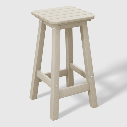 Malibu 24" HDPE Outdoor Patio Counter High Backless Square Bar Stools Set of Three