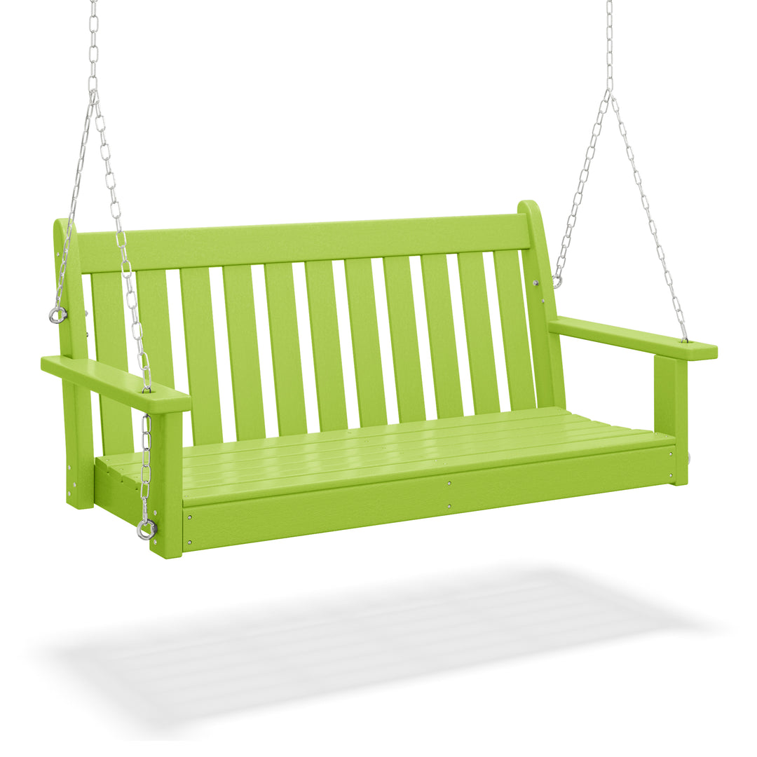 Malibu Outdoor Patio HDPE Hanging Front Porch Swing Bench