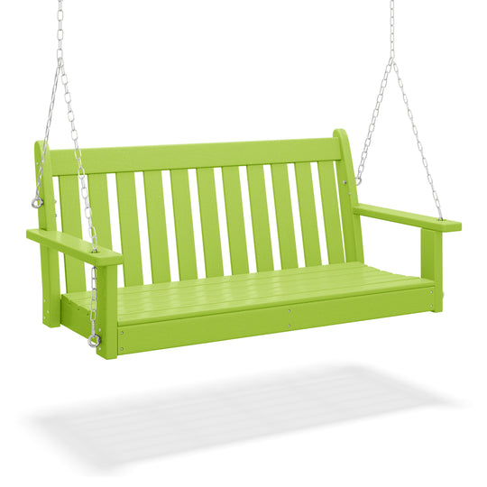 Malibu Outdoor Patio HDPE Hanging Front Porch Swing Bench