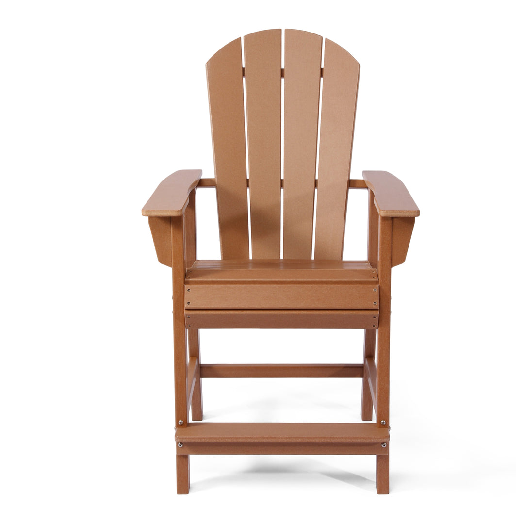 Malibu Outdoor HDPE  Tall Adirondack Counter Height Bar Chair With Cup Holder