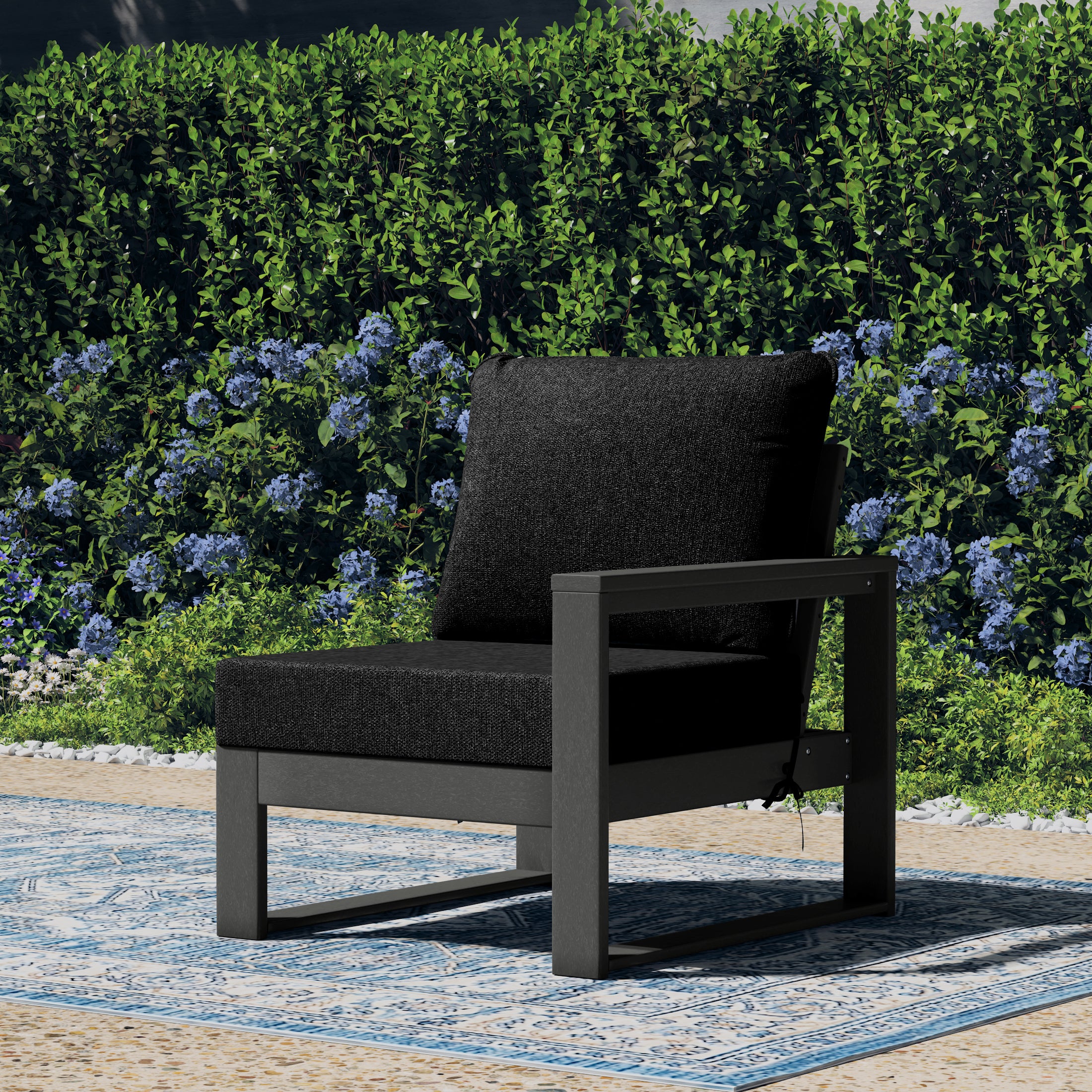 Montara Outdoor Patio HDPE Right Arm Facing Sectional Corner Chair with Patio Cushions