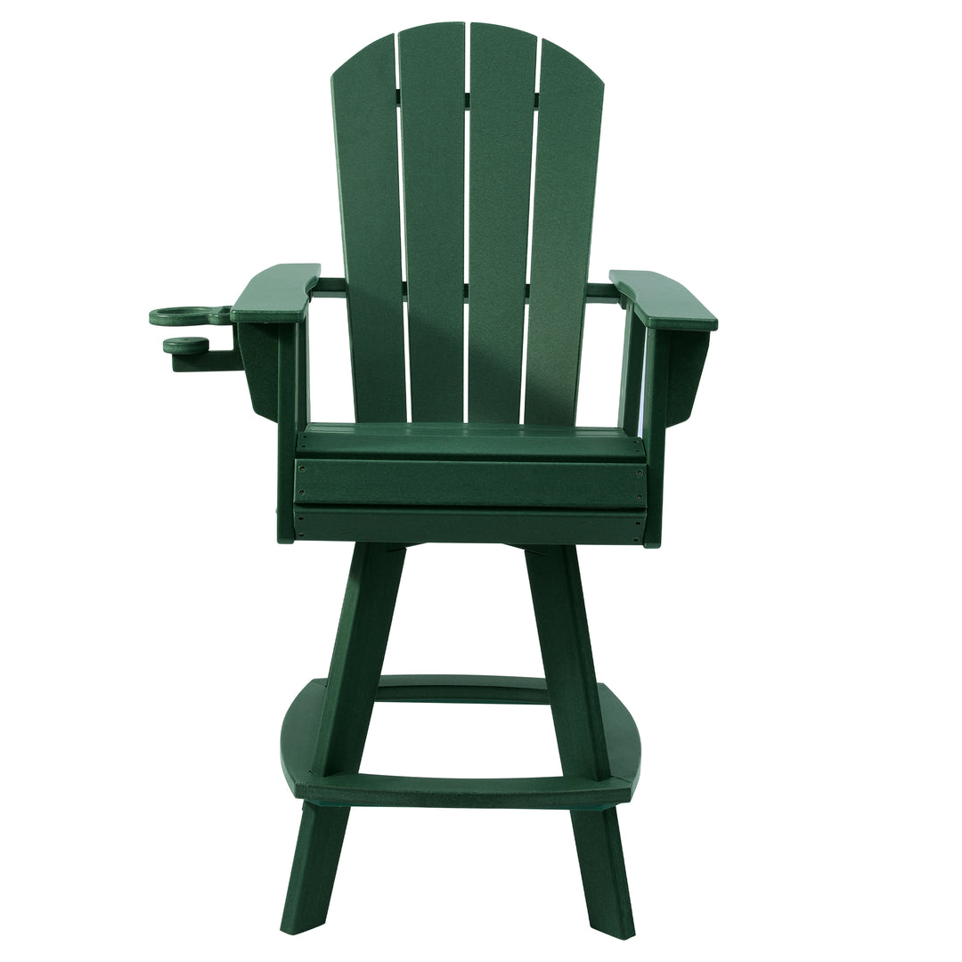 Malibu Outdoor HDPE Swivel Adirondack Bar Height Chair With Cup Holder