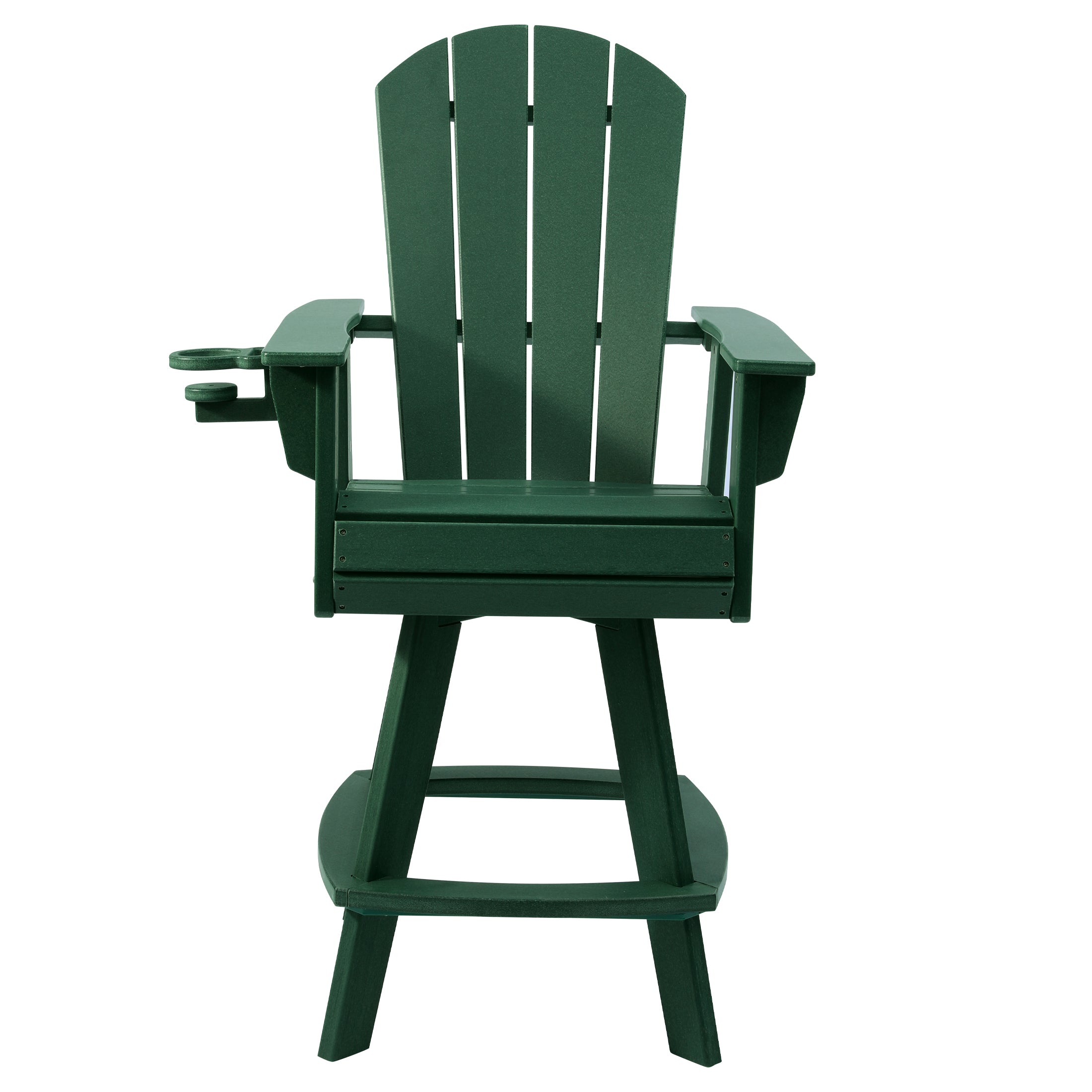 Malibu Outdoor HDPE Swivel Adirondack Bar Height Chair With Cup Holder