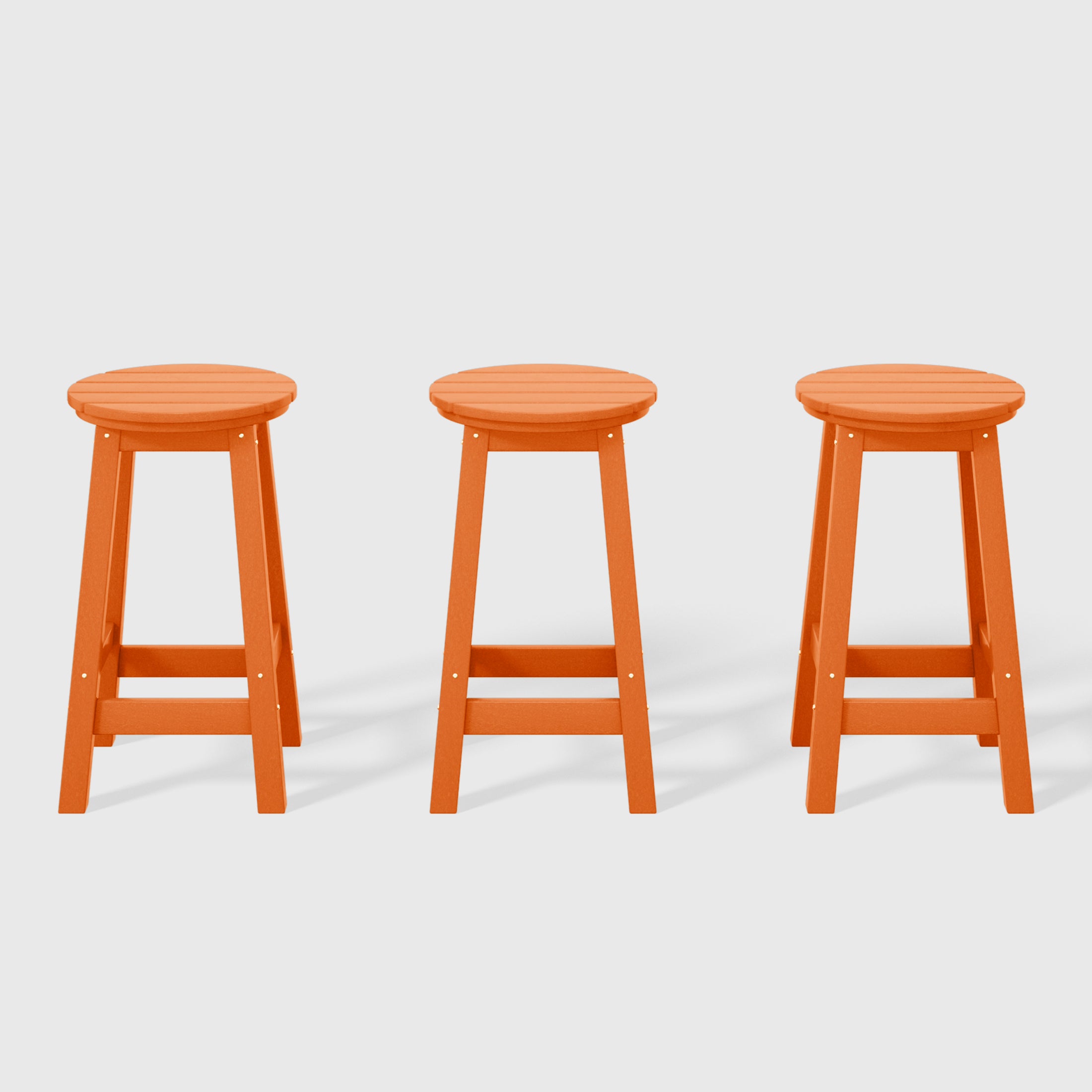Malibu 24" HDPE Outdoor Patio Round Counter Height Bar Stool Set of 3