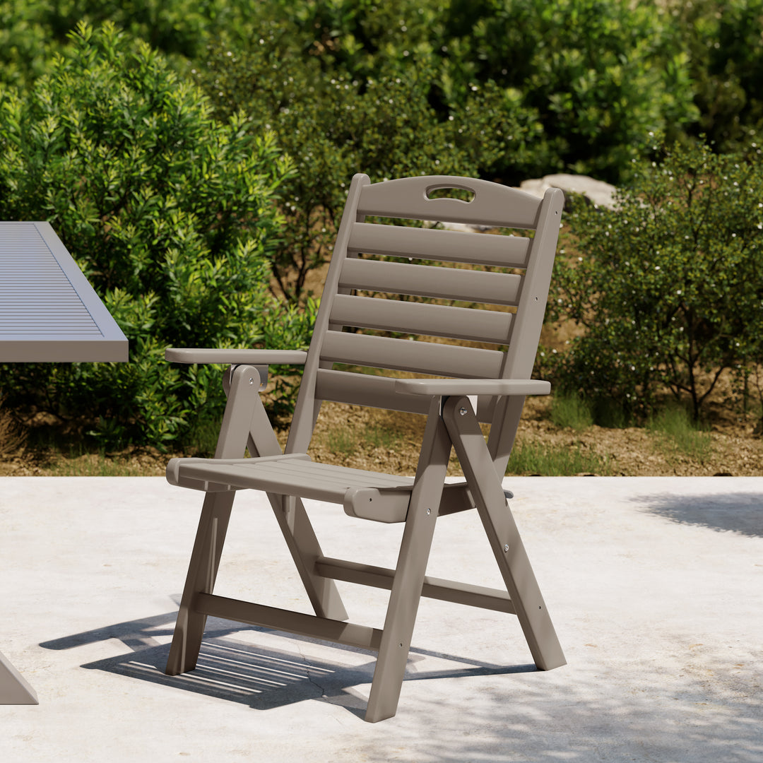 Malibu HDPE Adjustable Highback Folding Patio Dining Chair