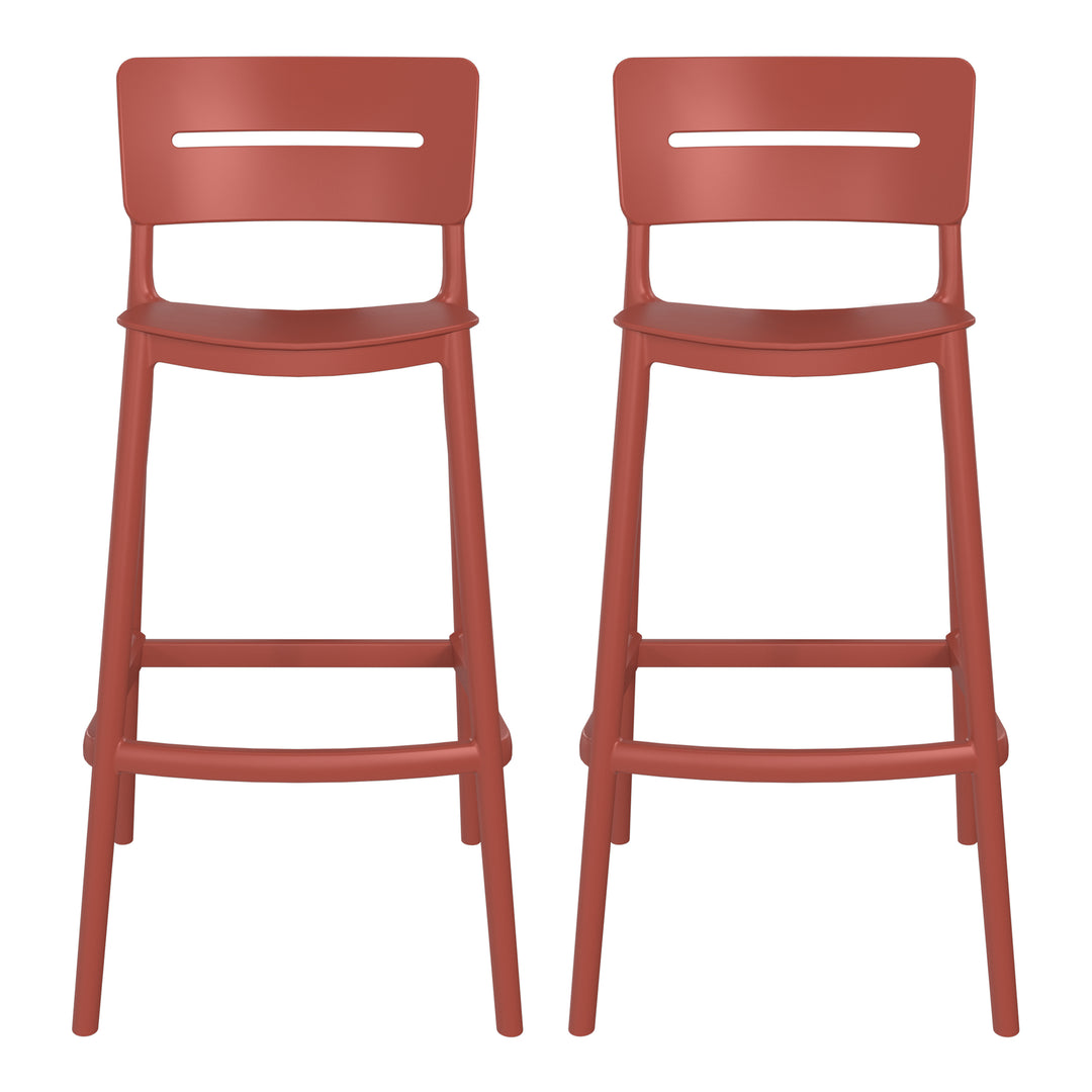 Playa Stackable Polypropylene Resin Plastic Outdoor Patio Bar Stools (Set of 2)