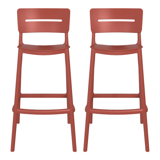 Playa Stackable Polypropylene Resin Plastic Outdoor Patio Bar Stools (Set of 2)