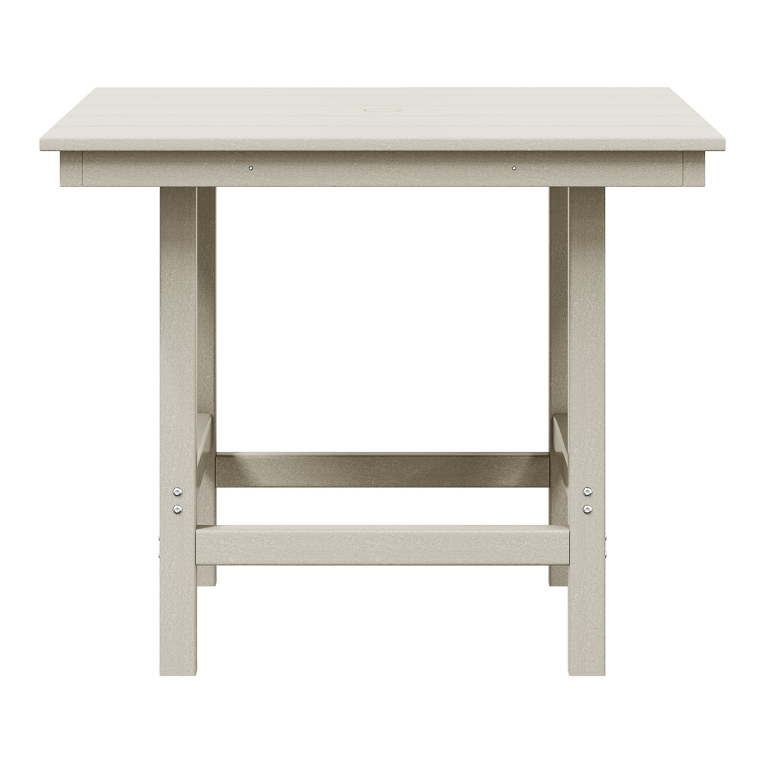 Ashore Outdoor HDPE 36" Square Patio Dining Table with Umbrella Hole