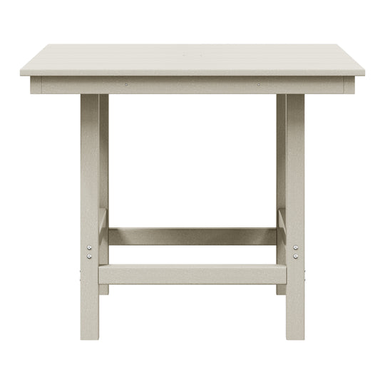 Ashore Outdoor HDPE 36" Square Patio Dining Table with Umbrella Hole