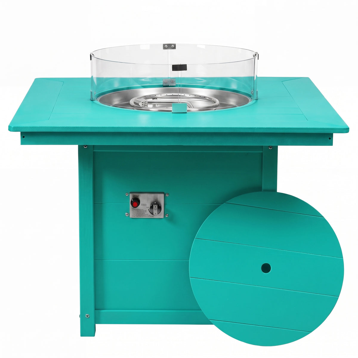 Helios Modern Outdoor Patio Propane 42" Square Fire Pit Table