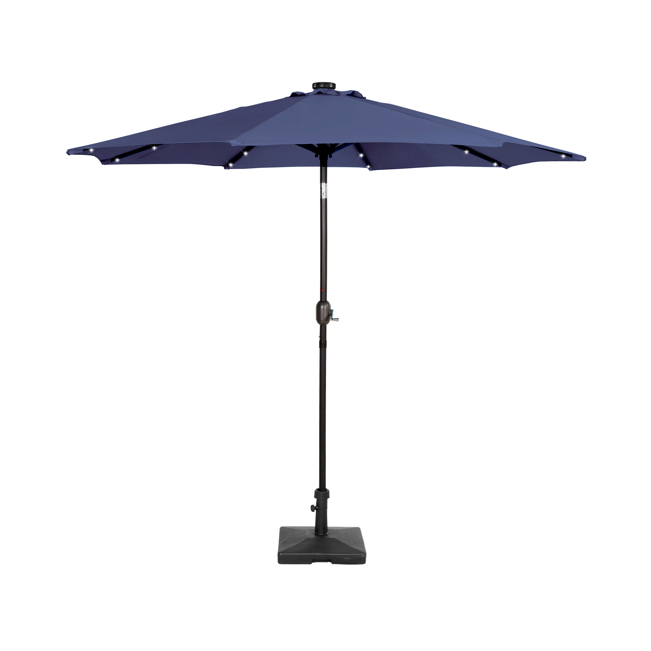 Cyrus 9 ft. Patio Solar Power LED lights Market Umbrella with 50 lbs concrete weight base kit